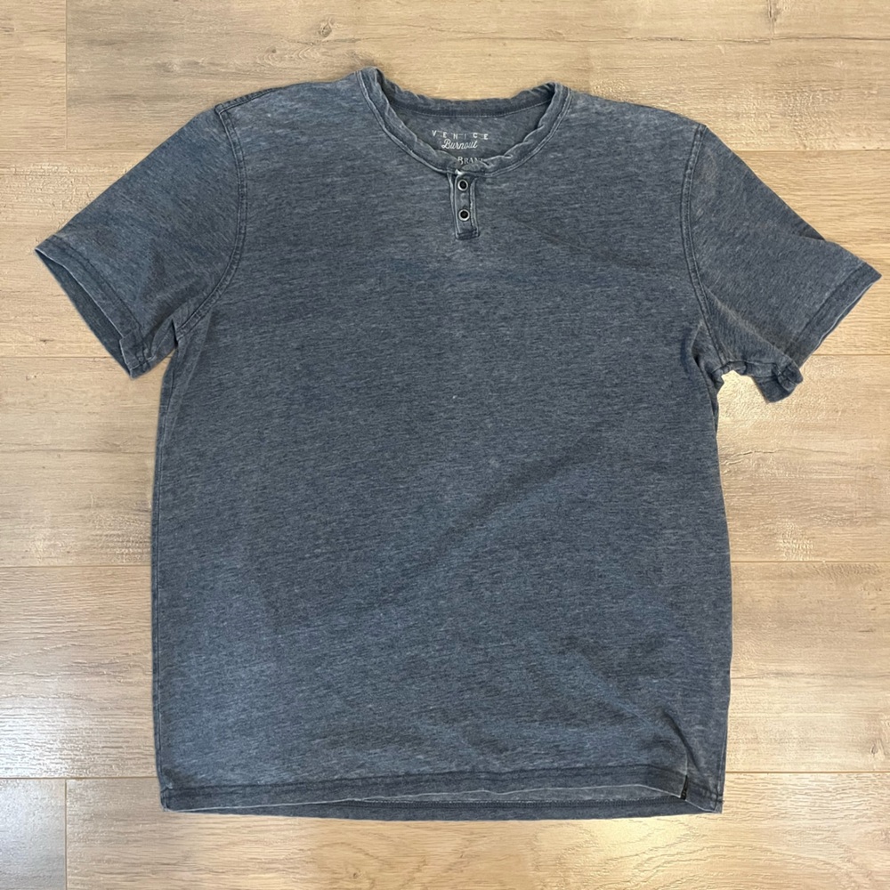 Mens Lucky Brand Washed Black Short Sleeve Top